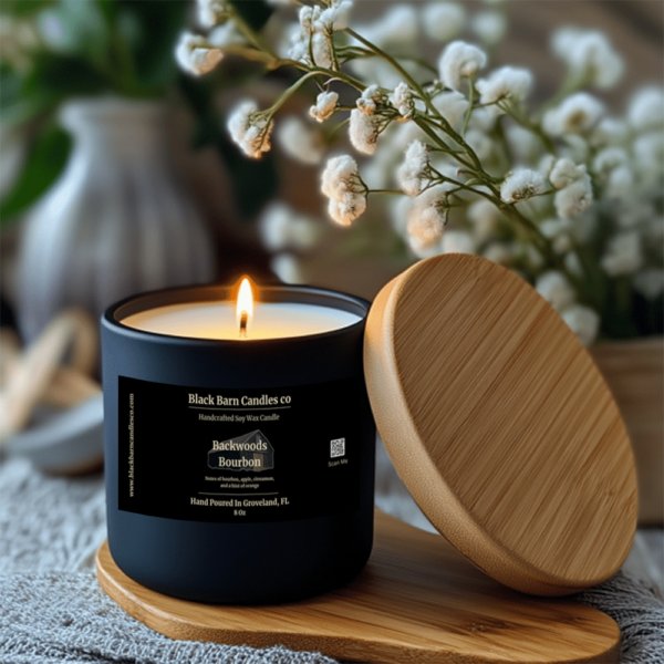 Bourbon Scented Candles – Oak, Caramel & Vanilla | Backwoods Bourbon (Glass) - Image 2