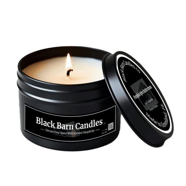 Pumpkin Spice Scented Candles – Buttercream Blend in 8 oz Black Tin - Image 2